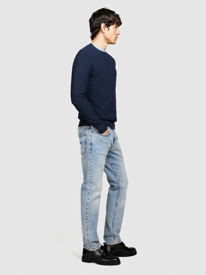 Solid colored sweater - men's crew neck sweaters - Dark Blue | Sisley image number 2